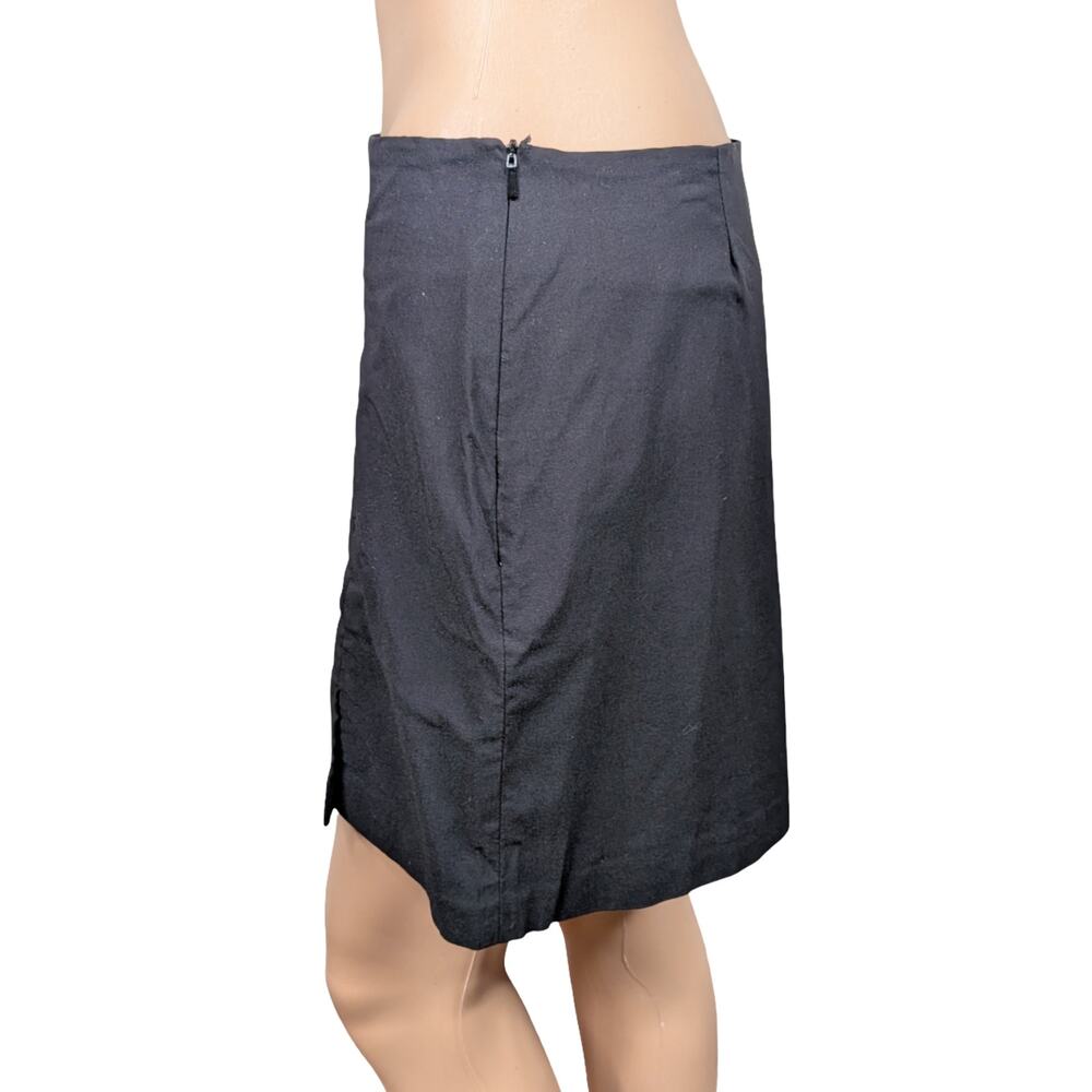 ASOS Black Front Slit Mini Skirt SZ 12 | Mid Rise Knit 90s Y2K Minimalist - Picture 6 of 9